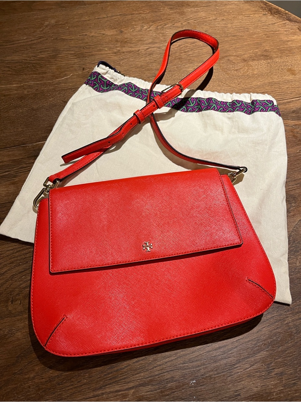 Tory Burch Robinson messenger Poppy saffiano leather Crossbody Bag